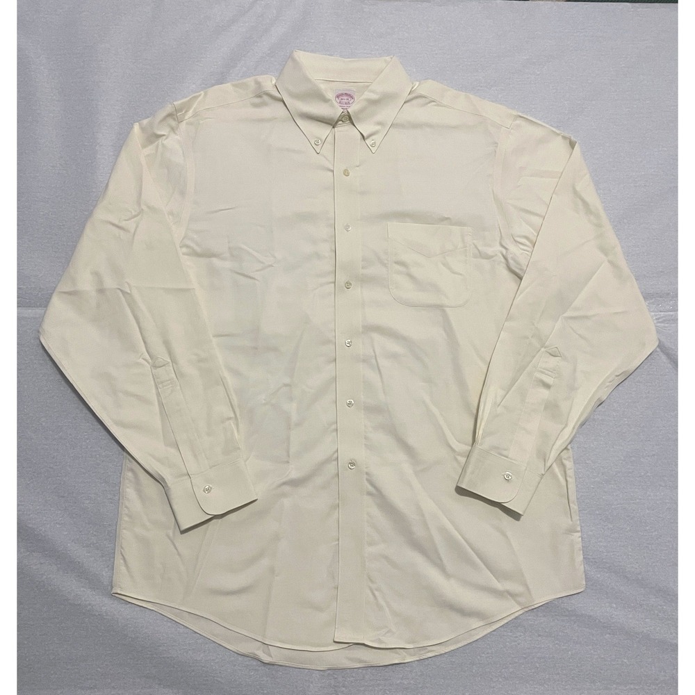 Brooks Brothers 1818 Butter Yellow Long Sleeve Yellow Mens Dress Shirt 16 35